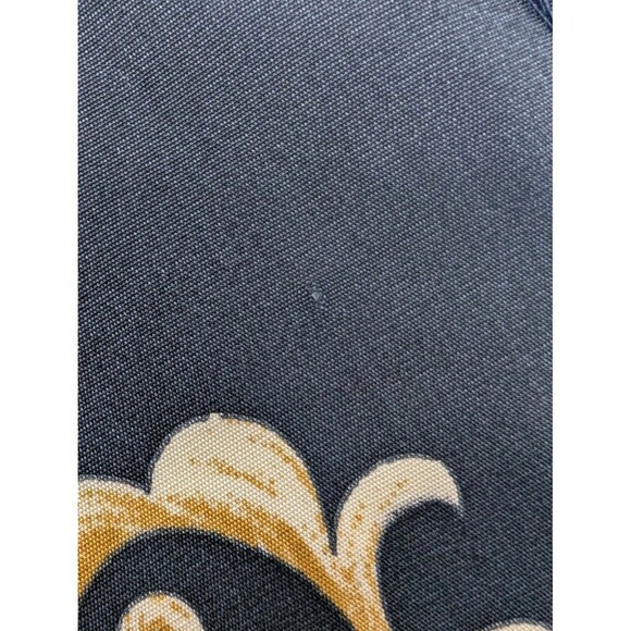 Vintage Baroque Style Scarf Black Gold White Chain Tassel Print Square Classy - Picture 6 of 6